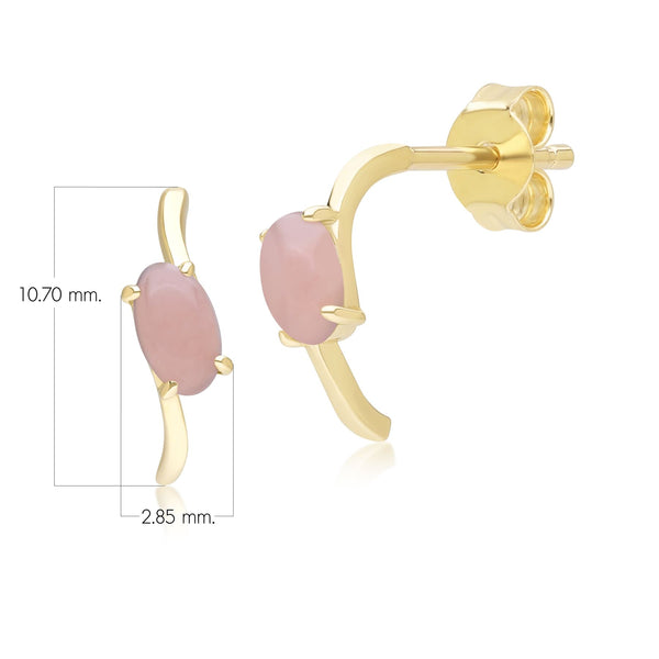Gemondo Classic Oval Pink Opal Half Hoop Earrings In 9ct Yellow Gold