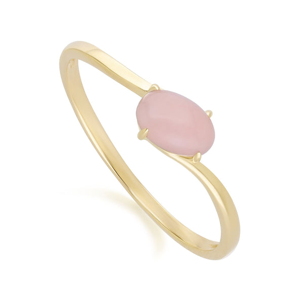 Gemondo Classic Oval Pink Opal Ring In 9ct Yellow Gold