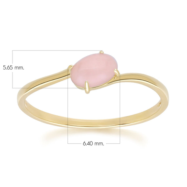 Gemondo Classic Oval Pink Opal Ring In 9ct Yellow Gold