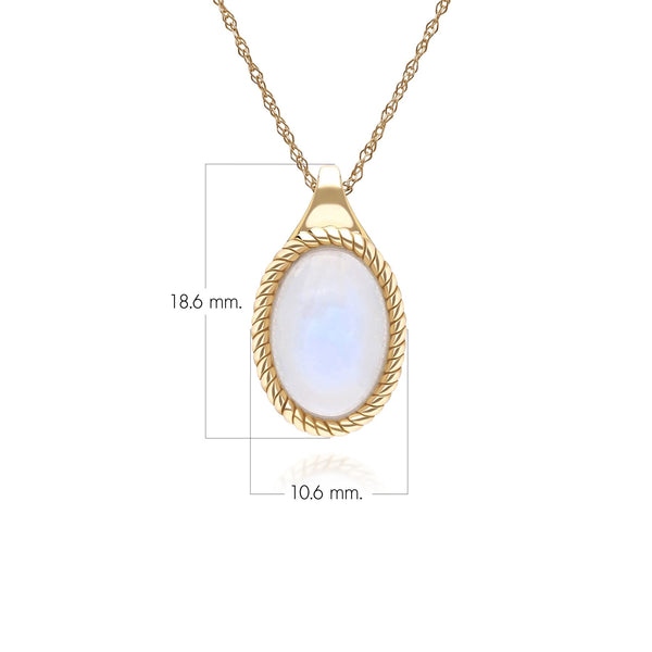 Gemondo Classic Oval Rainbow Moonstone Pendant Necklace In 9ct Yellow Gold