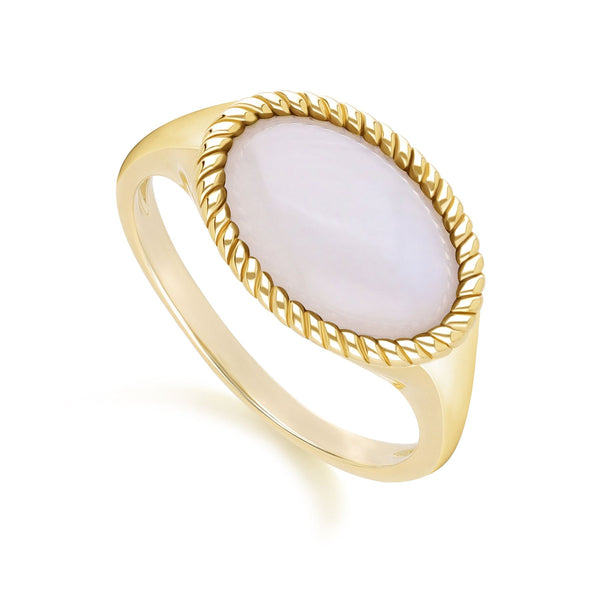 Gemondo Classic Oval Rainbow Moonstone Ring In 9ct Yellow Gold