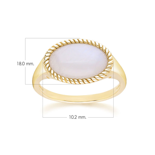 Gemondo Classic Oval Rainbow Moonstone Ring In 9ct Yellow Gold