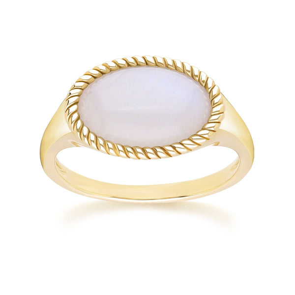 gemondo Classic Oval Rainbow Moonstone Ring in 9ct Yellow Gold