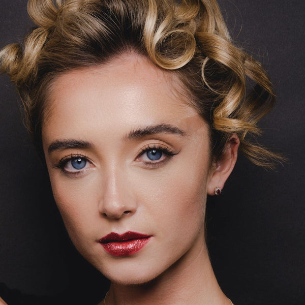 Gemondo Classic Oval Ruby & Diamond Cluster Stud Earrings In 9ct Yellow Gold