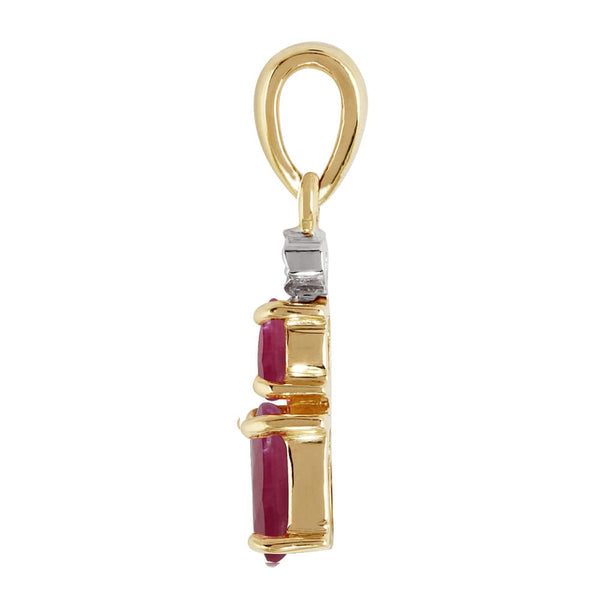 Gemondo Classic Oval Ruby & Diamond Pendant In 9ct Yellow Gold
