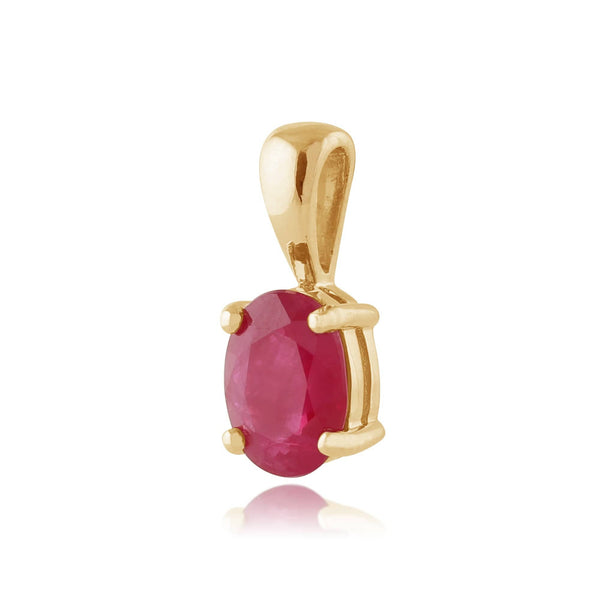 Gemondo Classic Oval Ruby Pendant In 9ct Yellow Gold