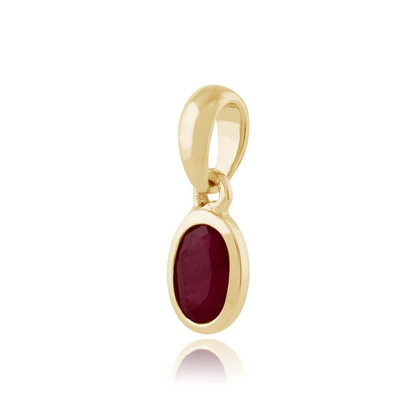 Gemondo Classic Oval Ruby Pendant In 9ct Yellow Gold