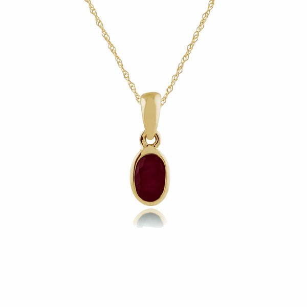 gemondo Classic Oval Ruby Pendant in 9ct Yellow Gold