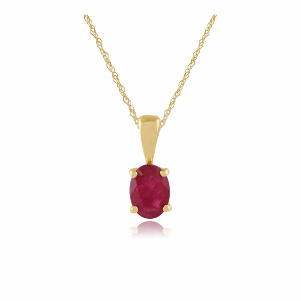 gemondo Classic Oval Ruby Pendant in 9ct Yellow Gold