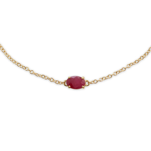 Gemondo Classic Oval Ruby Single Stone Bracelet In 9ct Yellow Gold