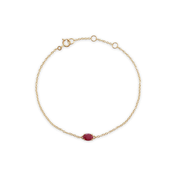 gemondo Classic Oval Ruby Single Stone Bracelet in 9ct Yellow Gold