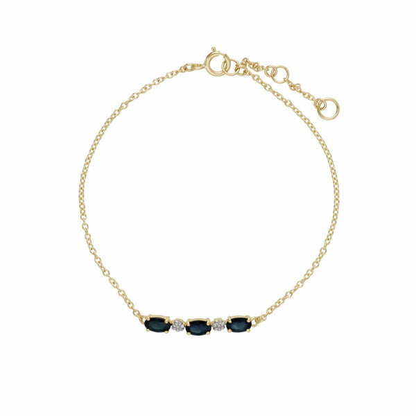 gemondo Classic Oval Sapphire & Diamond Bracelet in 9ct Yellow Gold