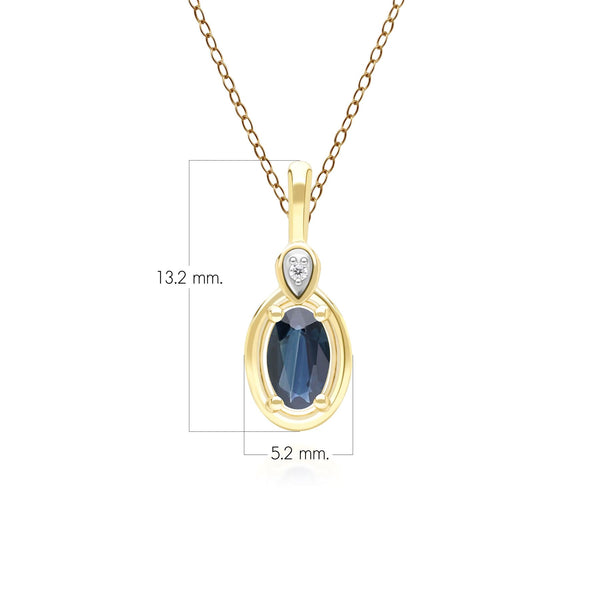 Gemondo Classic Oval Sapphire & Round Diamond Pendant Necklace In 9ct Yellow Gold