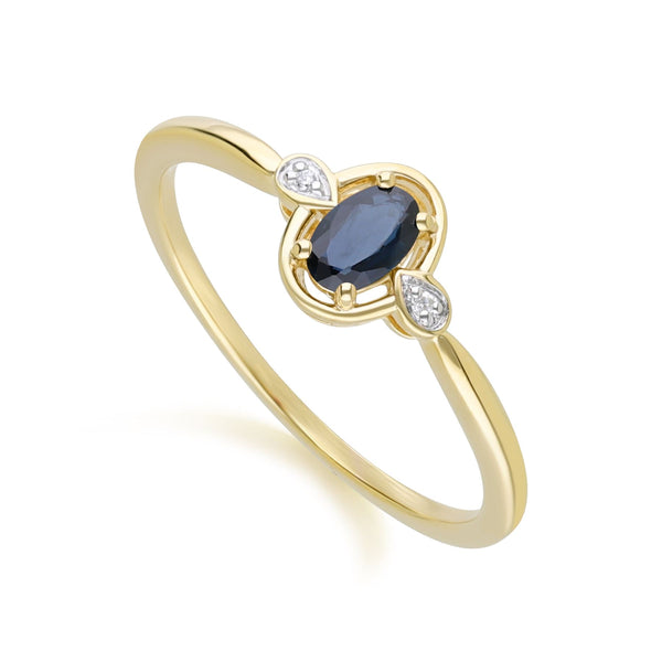 Gemondo Classic Oval Sapphire & Round Diamond Ring In 9ct Yellow Gold