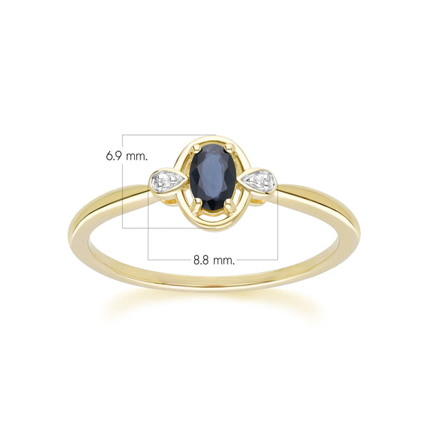 Gemondo Classic Oval Sapphire & Round Diamond Ring In 9ct Yellow Gold