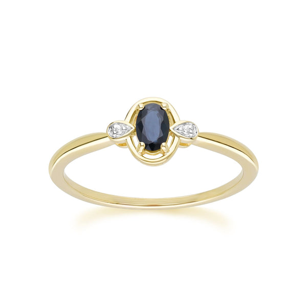 gemondo Classic Oval Sapphire & Round Diamond Ring In 9ct Yellow Gold