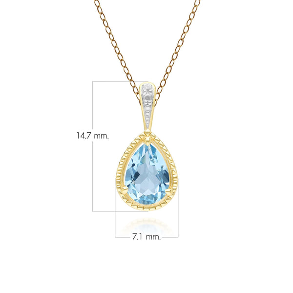 Gemondo Classic Oval Topaz & Diamond Heart Pendant Necklace In 9ct Yellow Gold