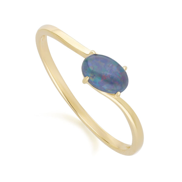 Gemondo Classic Oval Triplet Opal Ring In 9ct Yellow Gold