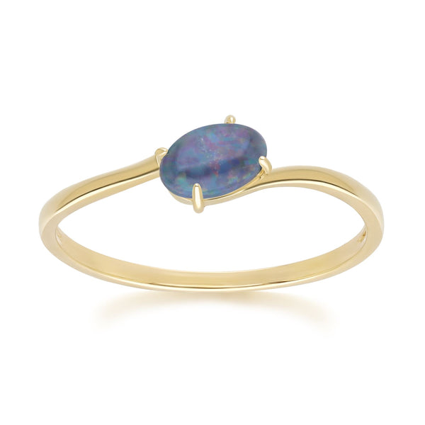 gemondo Classic Oval Triplet Opal Ring in 9ct Yellow Gold