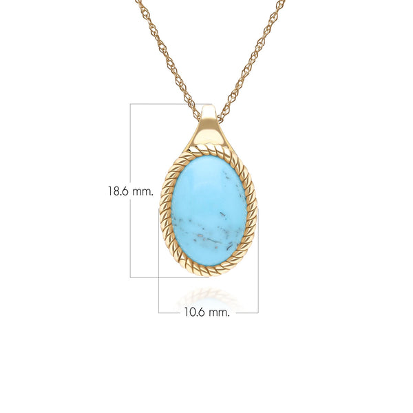 Gemondo Classic Oval Turquoise Pendant Necklace In 9ct Yellow Gold