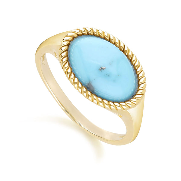Gemondo Classic Oval Turquoise Ring In 9ct Yellow Gold