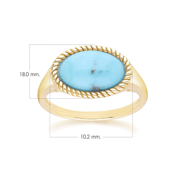 Gemondo Classic Oval Turquoise Ring In 9ct Yellow Gold