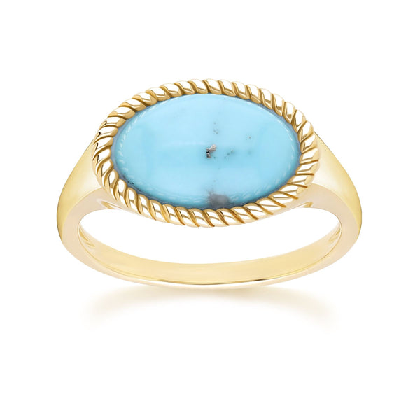 gemondo Classic Oval Turquoise Ring in 9ct Yellow Gold