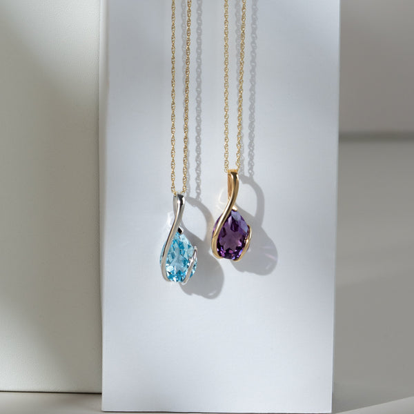 Gemondo Classic Pear Amethyst Pendant In 9ct Yellow Gold