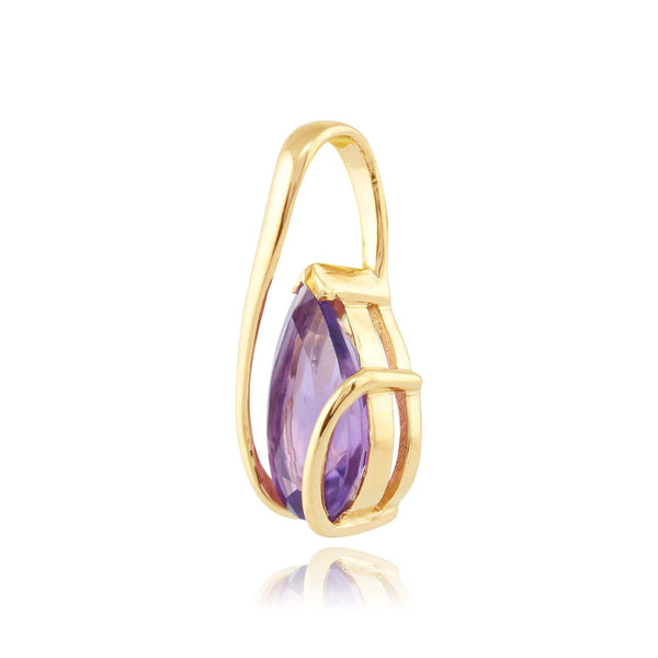 Gemondo Classic Pear Amethyst Pendant In 9ct Yellow Gold