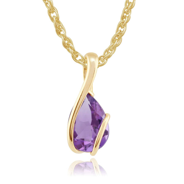 gemondo Classic Pear Amethyst Pendant in 9ct Yellow Gold