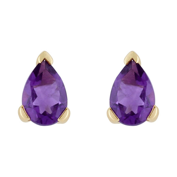 gemondo Classic Pear Amethyst Stud Earrings in 9ct Yellow Gold