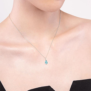 Gemondo Classic Pear Aquamarine Pendant In 9ct White Gold