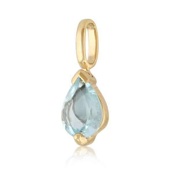 Gemondo Classic Pear Aquamarine Pendant In 9ct Yellow Gold