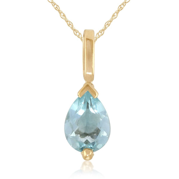 gemondo Classic Pear Aquamarine Pendant in 9ct Yellow Gold gemondo Classic Pear Aquamarine Pendant in 9ct Yellow Gold