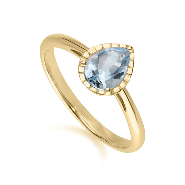 Gemondo Classic Pear Aquamarine Ring In 9ct Yellow Gold