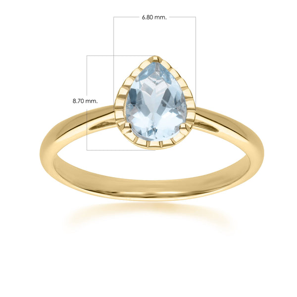 Gemondo Classic Pear Aquamarine Ring In 9ct Yellow Gold