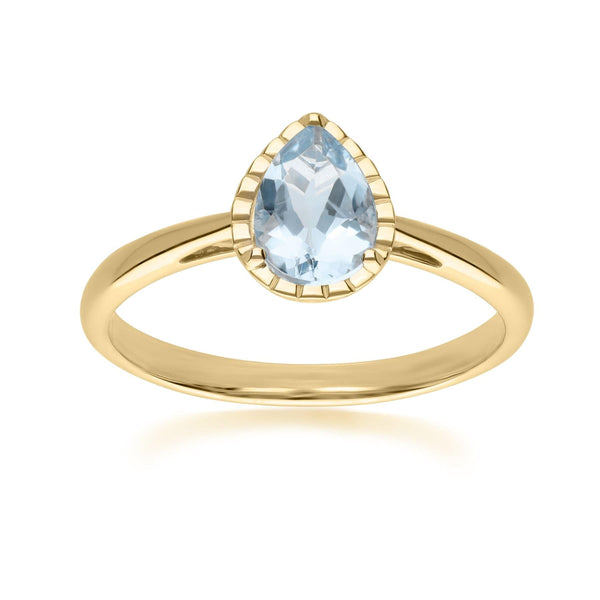 gemondo Classic Pear Aquamarine Ring in 9ct Yellow Gold