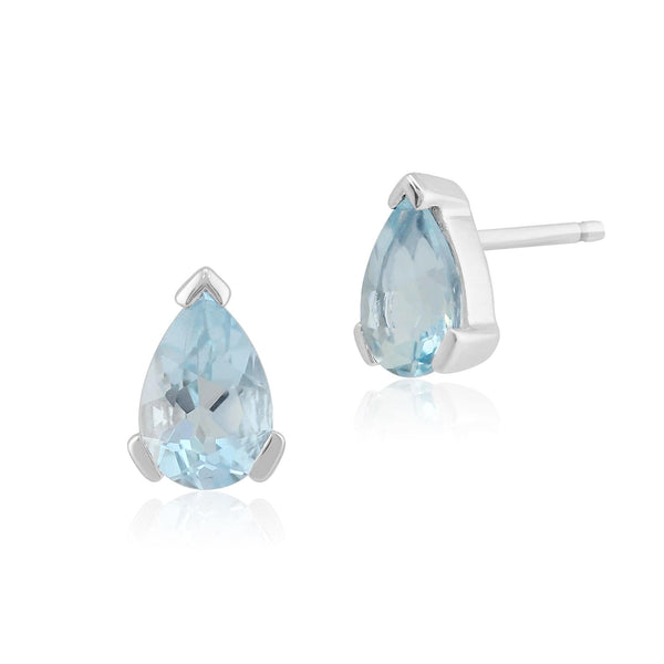 gemondo Classic Pear Aquamarine Stud Earrings in 9ct White Gold 6.5x4mm