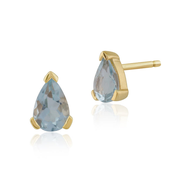gemondo Classic Pear Aquamarine Stud Earrings in 9ct Yellow Gold gemondo Classic Pear Aquamarine Stud Earrings in 9ct Yellow Gold
