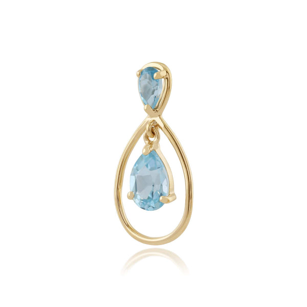 Gemondo Classic Pear Blue Topaz Drop Pendant In 9ct Yellow Gold