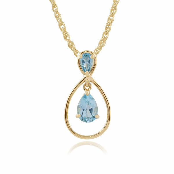 gemondo Classic Pear Blue Topaz Drop Pendant in 9ct Yellow Gold