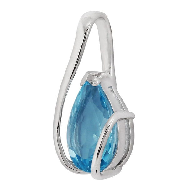 Gemondo Classic Pear Blue Topaz Pendant In 9ct White Gold
