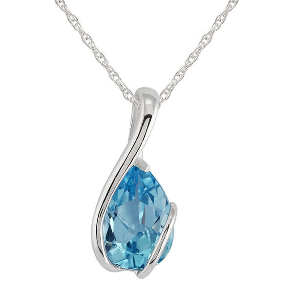 gemondo Classic Pear Blue Topaz Pendant in 9ct White Gold