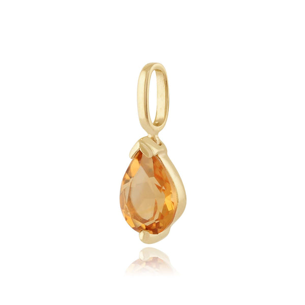 Gemondo Classic Pear Citrine Pendant In 9ct Yellow Gold