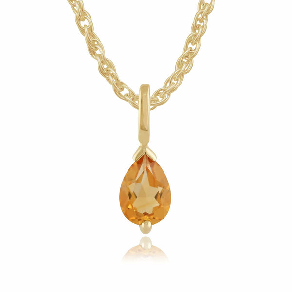 gemondo Classic Pear Citrine Pendant in 9ct Yellow Gold gemondo Classic Pear Citrine Pendant in 9ct Yellow Gold