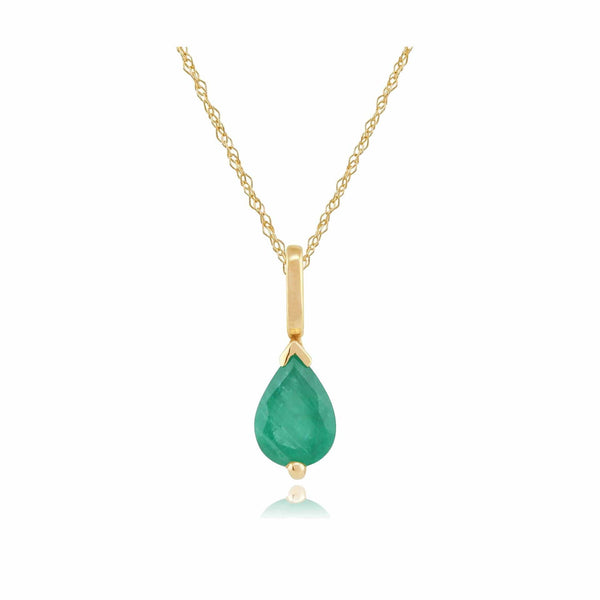 gemondo Classic Pear Emerald Pendant in 9ct Yellow Gold