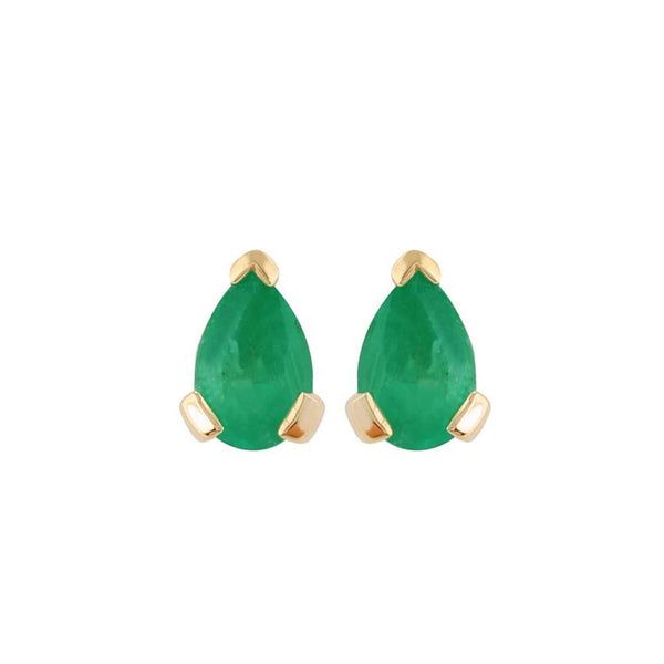 gemondo Classic Pear Emerald Stud Earrings in 9ct Yellow Gold