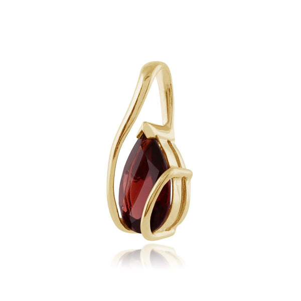 Gemondo Classic Pear Garnet Pendant In 9ct Yellow Gold