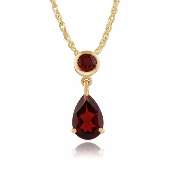 gemondo Classic Pear Garnet Pendant in 9ct Yellow Gold