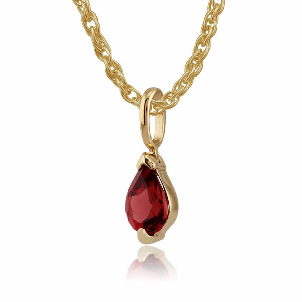 Gemondo Classic Pear Garnet Pendant In 9ct Yellow Gold